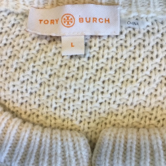 Tory Burch SZ L Ivory Buckle Cardigan Sweater - Picture 3 of 5